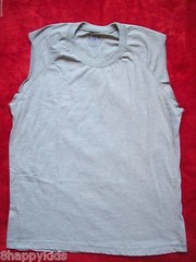 NEW NWOT Mens Guys Radio 6 Muscle Shirt Tshirt Tee Top Gray Work Out Run Large L