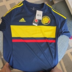 Adidas Men’s Colombia Away Football Shirt V-Neck Jersey T-Shirt, Navy Blue, S