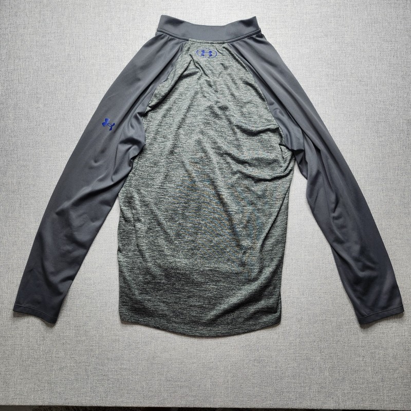 Under Armour Pullover Men Med Loose Fit 1/4 Zip HeatGear Gray Blue Lightweight gallery