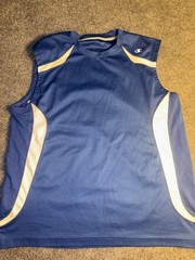 Champion Muscle Shirt Mens Medium Blue Running Activewear Sleeveless Crew Neck