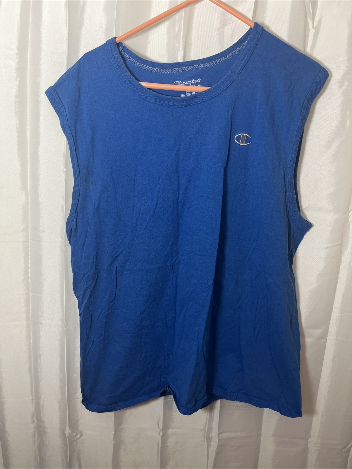 Champion Authentic Mens Xl Extra Large Blue Sleeveless Tank Top Logo gallery