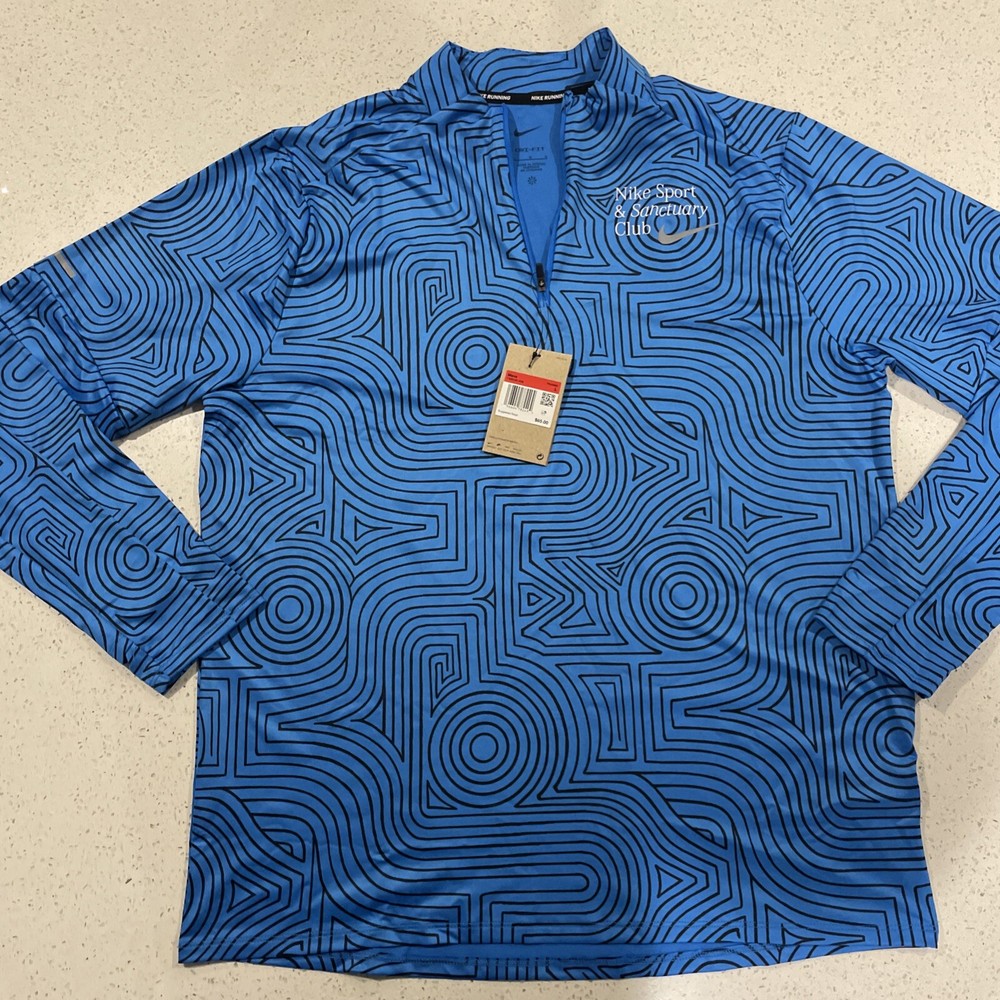 Nike Dri-FIT Element 1/4 Zip Running Top Blue Print Size Large FB9036-406 NWT