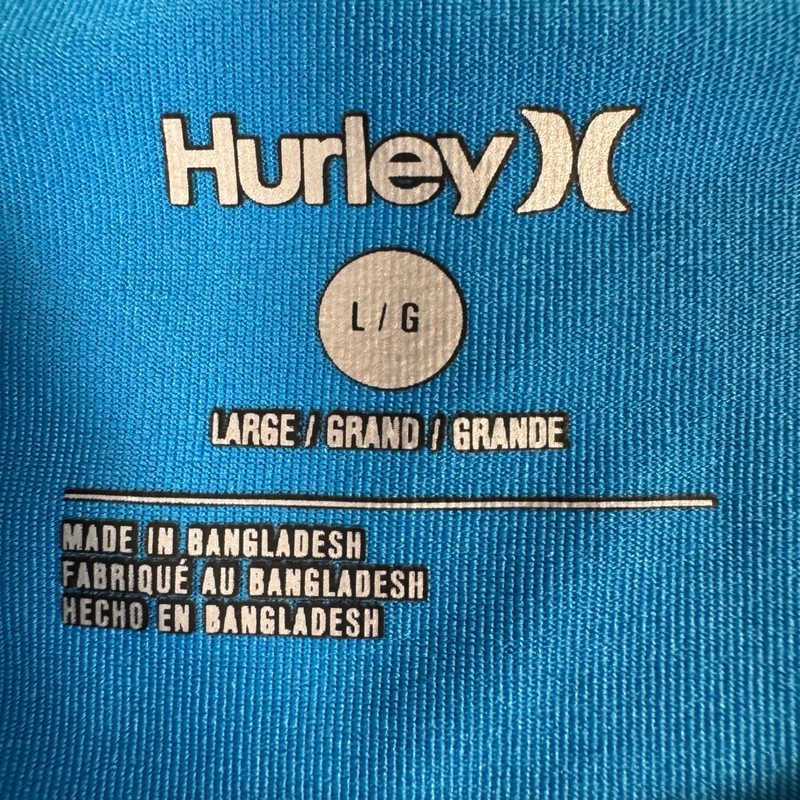 Hurley Rash Guard Mens Large Blue Excellent Long Sleeve Graphic Sun Shirt gallery
