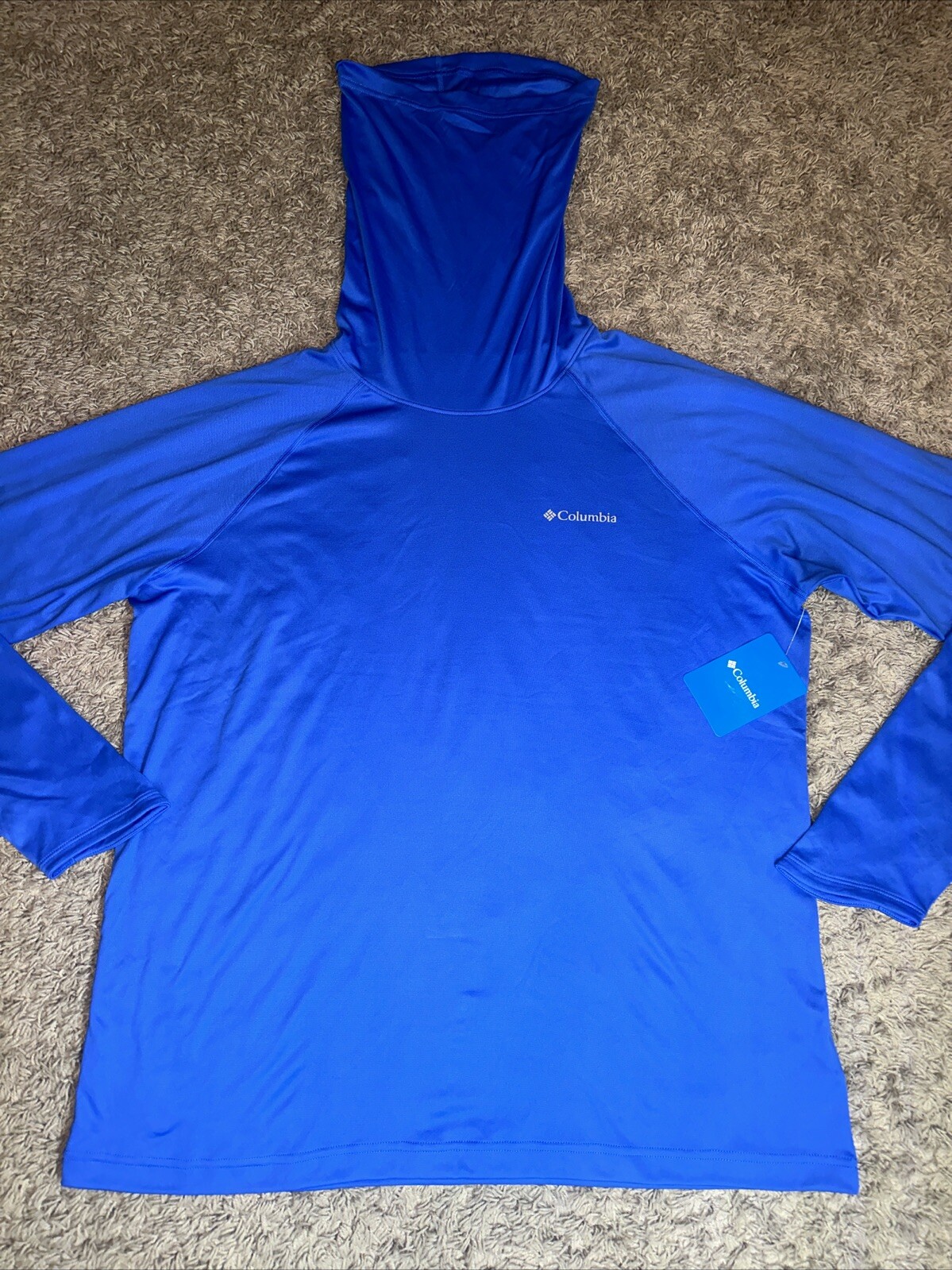 NEW Men's Columbia Blue Digby Island EXS Funnel Sun Shirt Size Large MSRP $60 gallery
