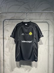 Balenciaga Black Soccer Jersey T-Shirt Athletic Fit Logo Crew Neck Size 4