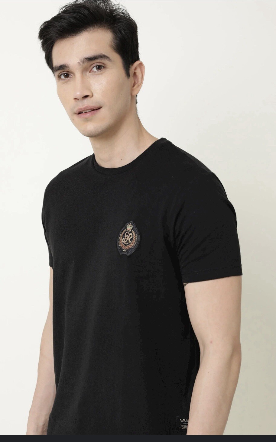 Rare Rabbit Crew Neck Embroidered Crest Black Size Med 100% Cotton gallery