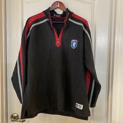 Roundtree & Yorke Varsity Rugby Shirt Gray 100% Cotton Knit 1/4 Zip Size XL