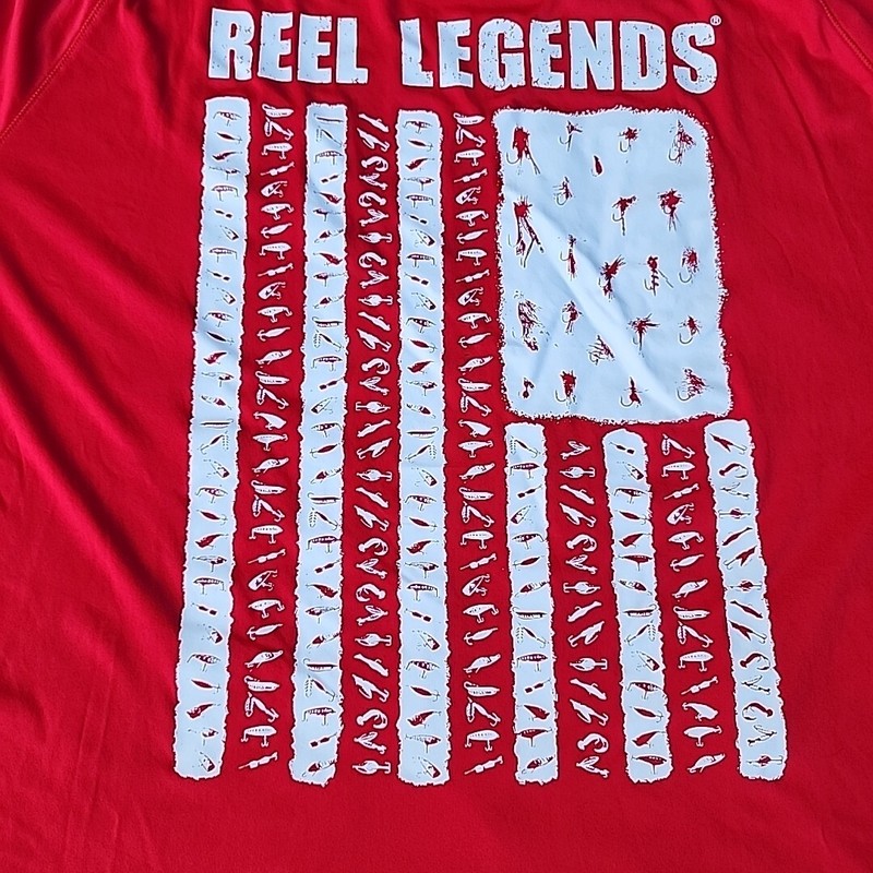 Reel Legends Red Long Sleeve UV Protection Patriotic Tackle Tee Men's Sz XXL gallery