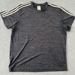 Adidas Mens XL Space Dye Heathered Grey 3-Stripes Performance Athletic T-Shirt