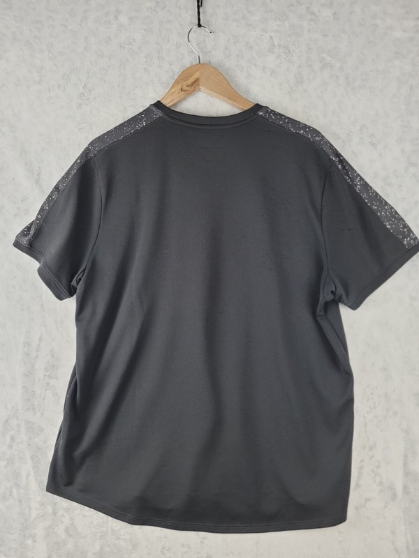Nike Court Shirt Men Size XL Short Sleeve Tennis Top Black Pique Print gallery