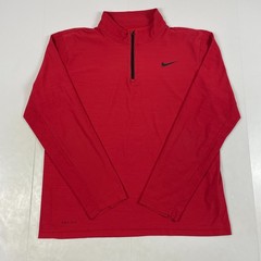 Nike Shirt Mens Medium Red Dri Fit 1/4 Zip Pullover Golfing Running Workout Gym