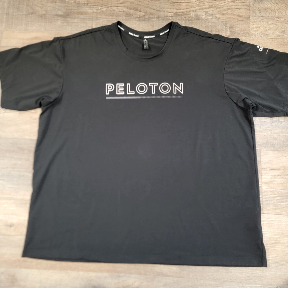 ADIDAS X PELOTON Training Short Sleeve Tshirt Black Logo Men's XL Spin Cycling