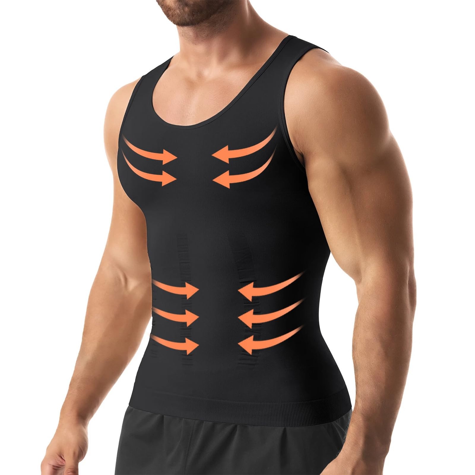 NIEEHBEGST 1 Pack Black Men Compression Tank Top Slimming Body Shaper Shirt T... gallery