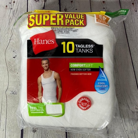 Hanes Men's Tank Top Undershirt - White Tagless, Moisture Wicking, Ribbed Fabric gallery
