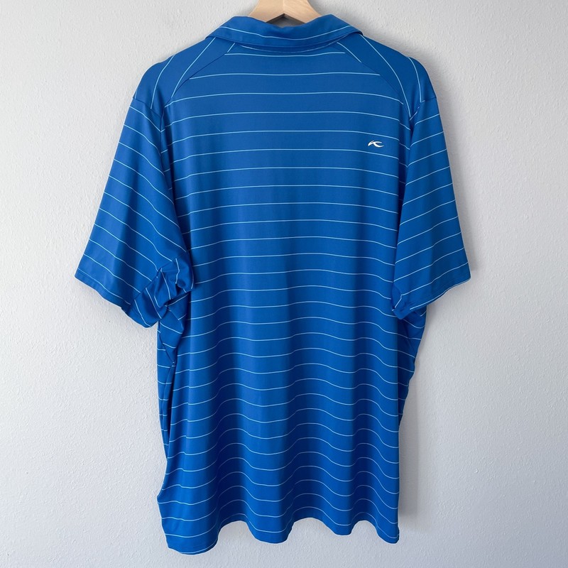 KJUS Soren Polo Shirt Men's 56 2XL Blue Big Stripes Golf Active Short Sleeve UPF gallery