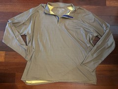 Holderness & Bourne Men’s XXL Hyatt Golf 1/4 Zip Tailored Fit Navy Gold Striped