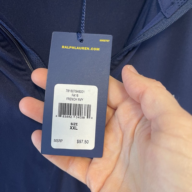 Polo Golf Ralph Lauren Performance Quarter Zip Pullover French Navy Blue NWT gallery