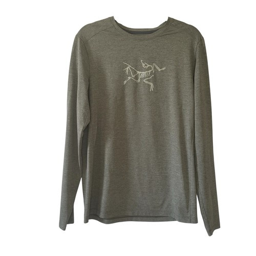 Arc'teryx Men's Heathered Green Cormac Long Sleeve Crew Shirt with Logo- Medium gallery