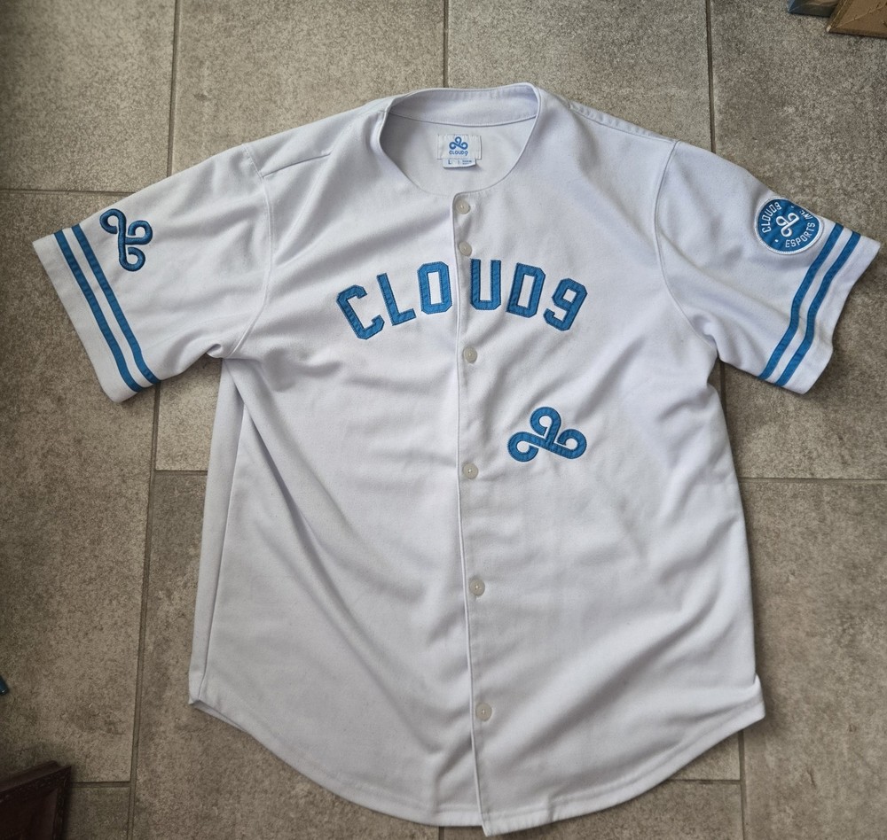 Cloud9 Baseball Jersey White Men’s Sz Large Cloud 9 Esports Gaming HTF