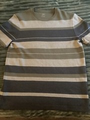 Marks & Spencers Mens Crew T Shirt Striped Casual Khaki Mix M38-40 L41-43