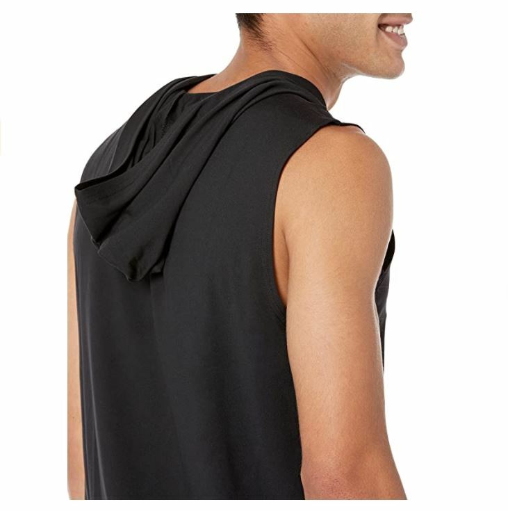 Essentials Men's Tech Stretch Sleeveless Performance Hoodie, Black, Small gallery