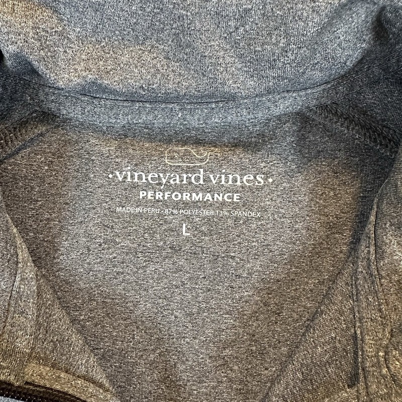 Vineyard Vines Shirt Mens L Gray Long Sleeve 1/4 Zip Pullover Performance Logo gallery