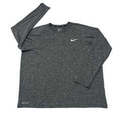 Nike Swim Dri-Fit Men’s Heather Long Sleeve Shirt Dark Gray NESSA590-001 Size XL