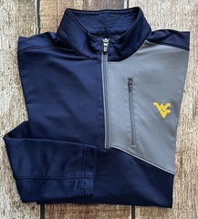 CUTTER & BUCK CB DRYTEC 1/4 ZIP WVU WEST VIRGINIA BLUE MENS MEDIUM EXCELLENT