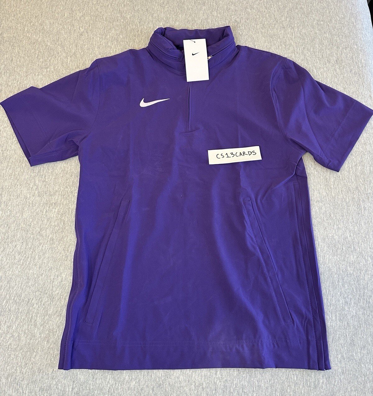 Nike Dri-Fit Coach’s Short Sleeve Hooded 1/4 Zip Jacket Purple Men’s Sz S BNWT gallery