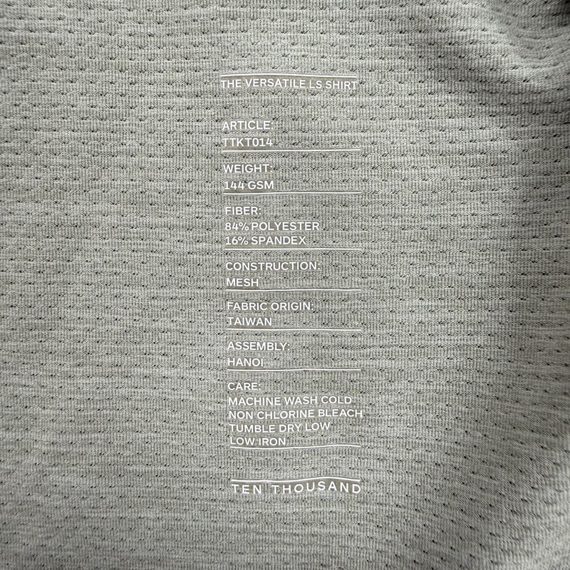 Ten Thousand The Versatile LS Shirt Men’s L Gray Performance Workout Running Gym gallery