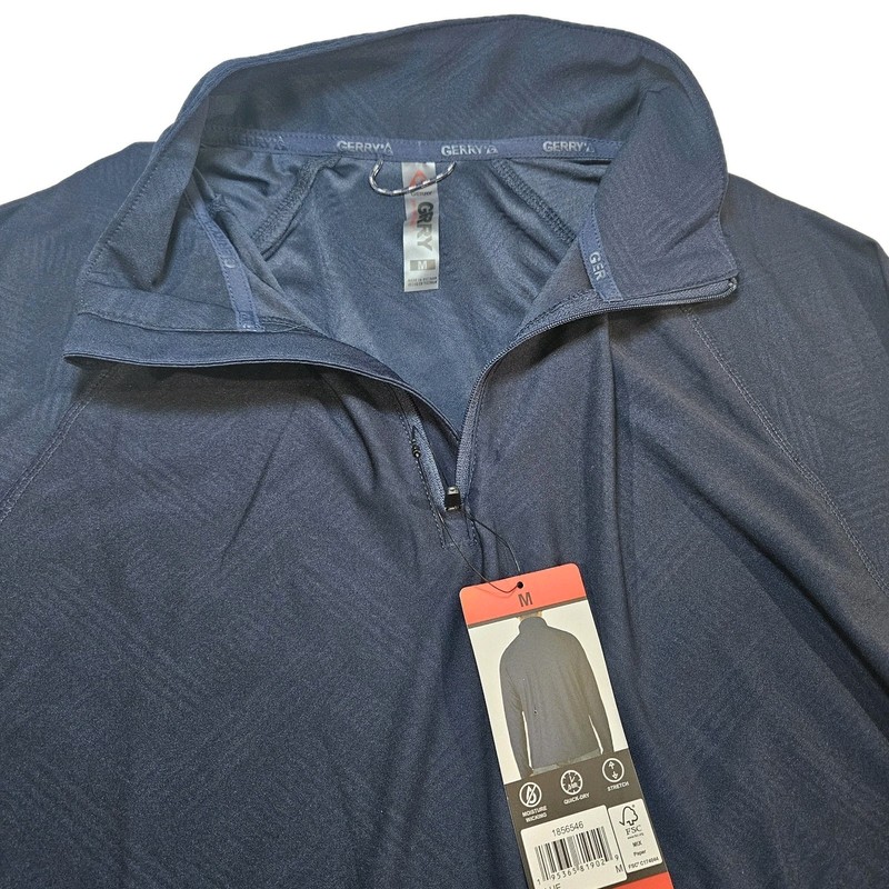Gerry Men's Active Quarter Zip Regular Fit Top, Blue, Size M gallery