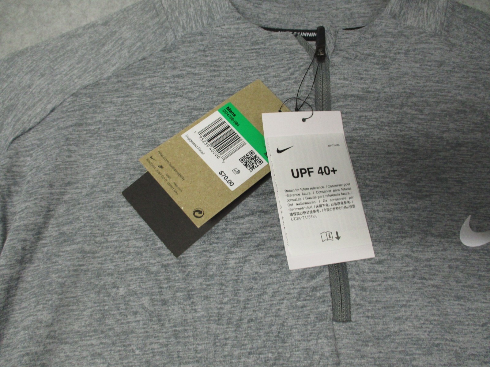 Nike Dri-FIT Element 1/4-Zip Running Top Gray Long Sleeve Shirt Mens XL gallery