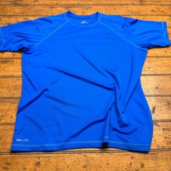 Nike Dri Fit Blue Short Sleeve Athletic T Shirt Men XL V Neck