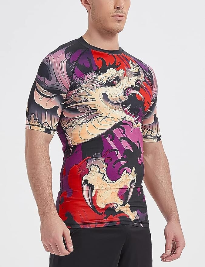 Men's Short Sleeve UPF 50+ Base layer Skins Compression Rash Guard (X-Large) Y08 gallery