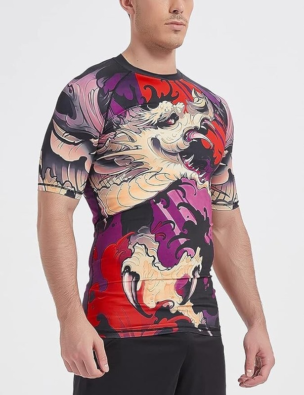 Men's Short Sleeve UPF 50+ Base layer Skins Compression Rash Guard (X-Large) Y08 gallery