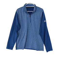 Adidas ¼ Zip Pullover Mens Large Blue Print Long Sleeve Polyester Golf Sports