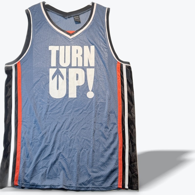 WuHou Basketball Jersey Turn Up Graphic Mens XXXL Blue Mesh Sleeveless Shirt gallery