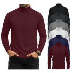 6 Pack Mens Big and Tall Turtleneck Shirts Long Sleeve Loose Fit Tops Basic P…