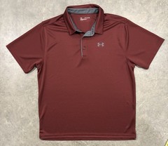 Under Armour Golf Polo Shirt Mens 2XL Short Sleeve Dark Red Stretch