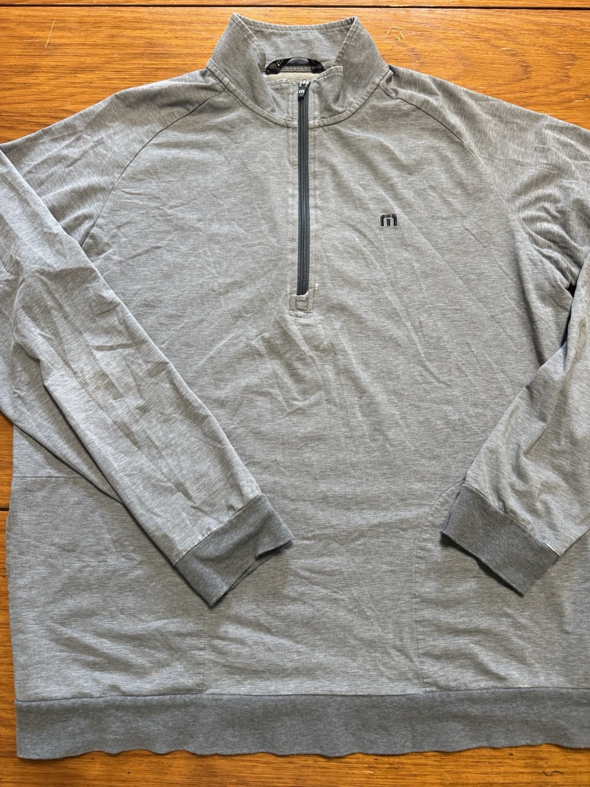 Travis Mathew Sweater Pullover Men XL Gray Quarter Zip Performance Long Sleeve gallery