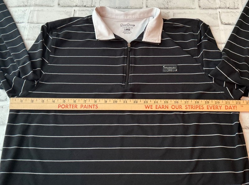 Good Good Golf Pullover Mens L Black Quarter Zip Performance Stretch Stripes gallery