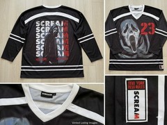 Scream Ghostface Men’s Hockey Jersey 2XL Black Long Sleeve V-Neck Graphic