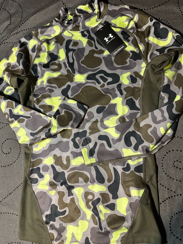 UNDER ARMOUR COLDGEAR COMPRESSION GREENS & GRAYS CAMO MOCK SHIRT SIZE XL MEN $60 gallery