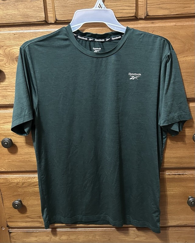 Reebok Mens Performance T Shirt Size M Green Space Dye Short Sleeve Gym Top Read gallery
