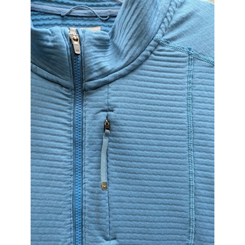 Gorpcore 1/4 Zip Pullover Mens Large Hoka One One Blue Textured Grid Fleece gallery