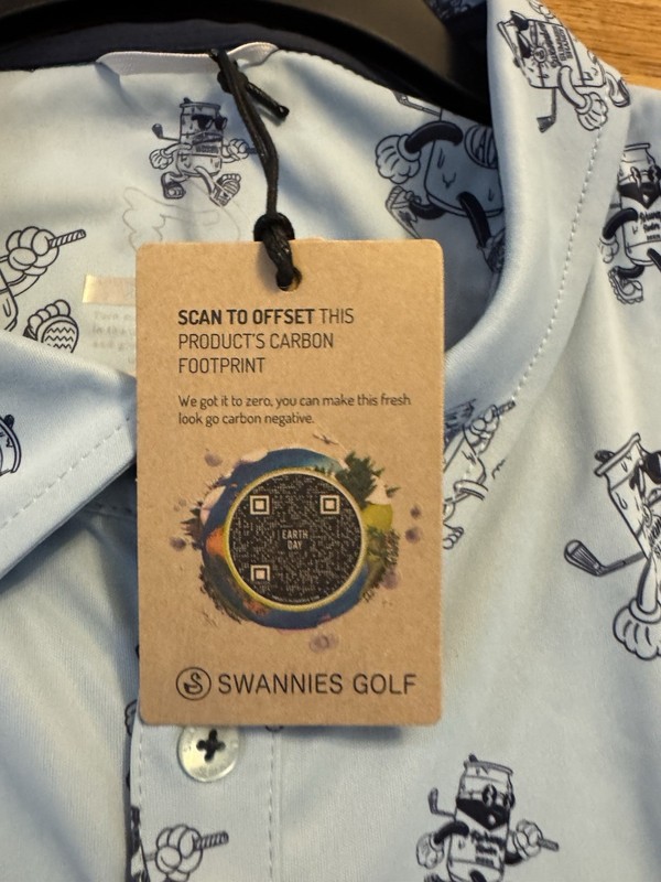 Swannies Golf Performance Short Sleeve Golf Polo XXL Blue Beer Can Print NWT gallery