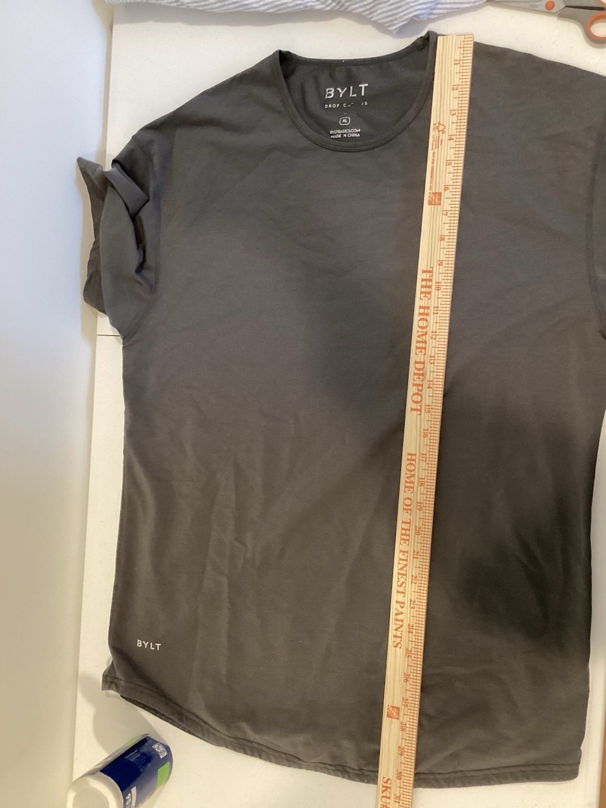 BYLT Basics Drop-Cut T-Shirt Gray Men’s XL • Curved Hem • Everyday Tee gallery