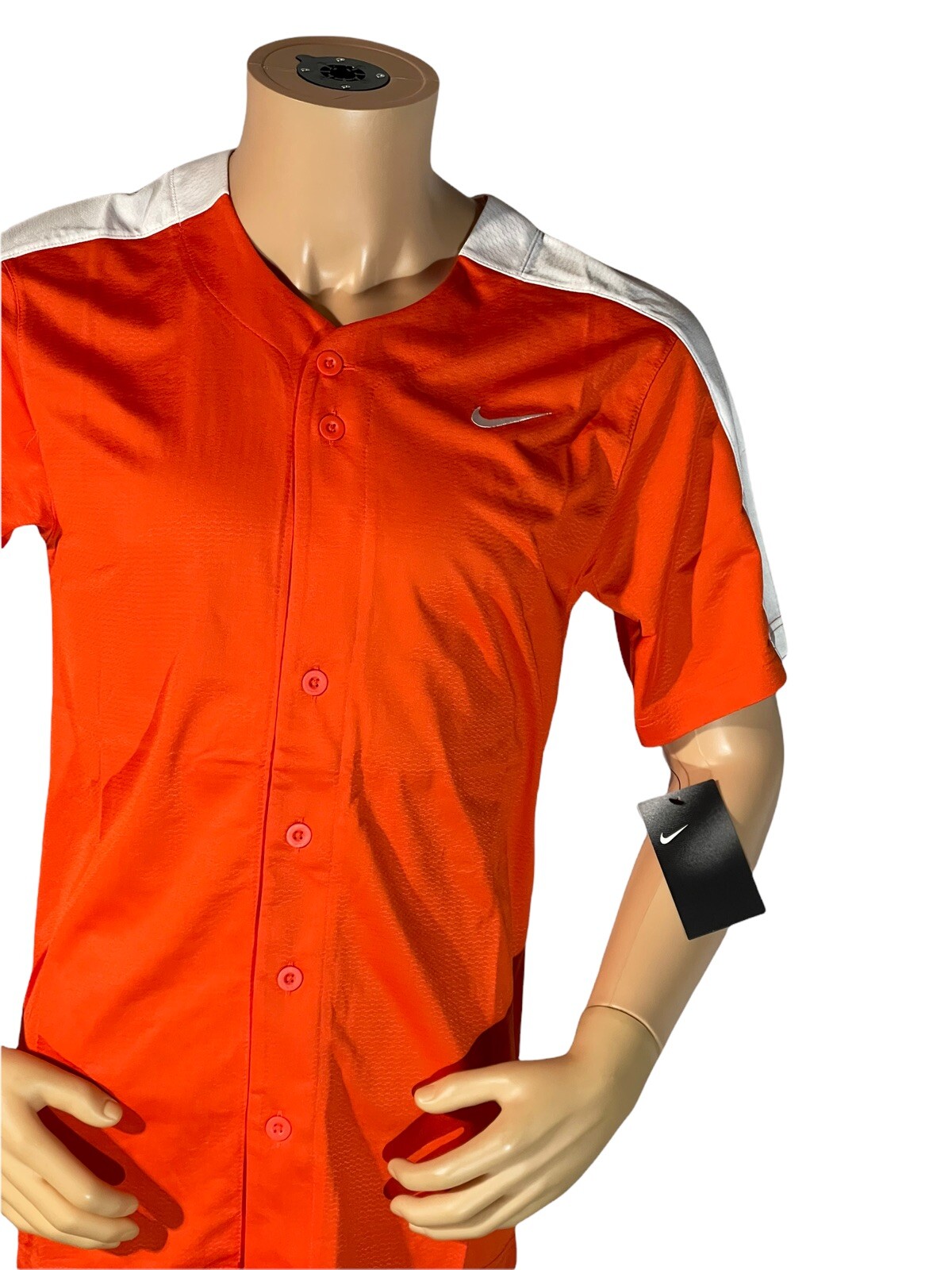 Nike Team Baseball Practice One Button Henley Size Small Orange BQ5399-821 gallery