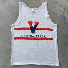 Virginia Track Champion Tank Top Mens XL White Vintage Graphic 80s Single Stitch
