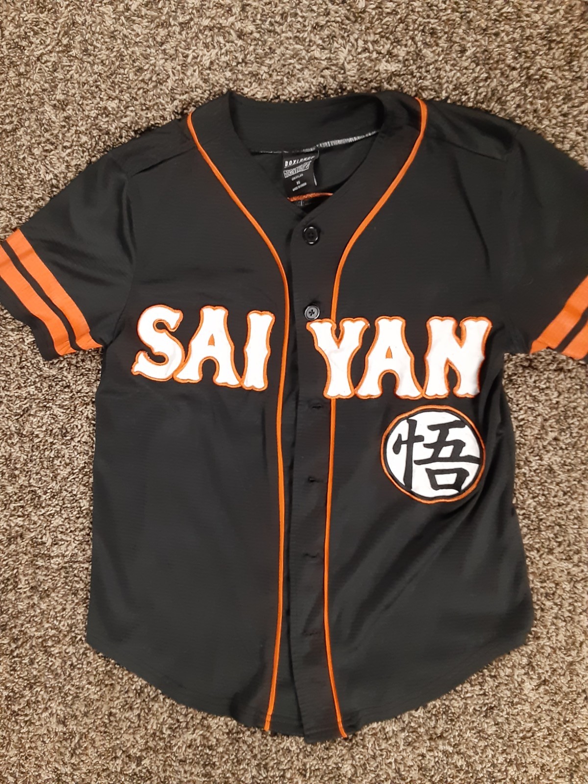 BoxLunch Dragon Ball Z Saiyan Goku Baseball Jersey Mens XS Black Button Up gallery